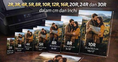 Ukuran cetak foto dan variasi ukuran dalam cm dan inchi