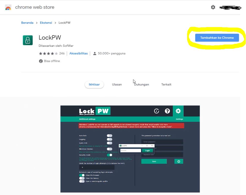 Cara proteksi google chrome dengan Lock PW